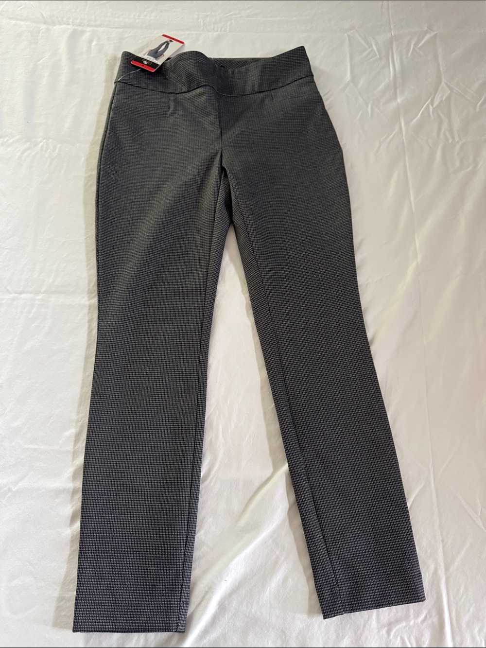 Dalia Black-Gray Micro-Pattern Pull-On Straight Leg Pants